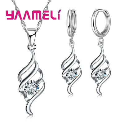Silver Pendant & Hoop Earring Set