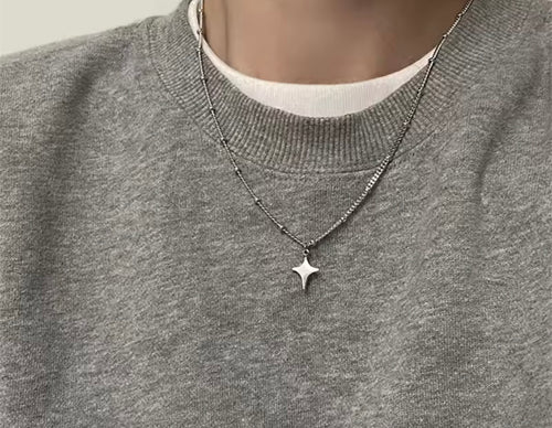 4-Point Star Silver Necklace