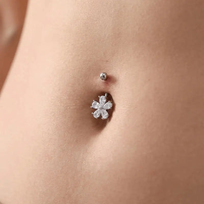 Crystal Flower Belly Ring