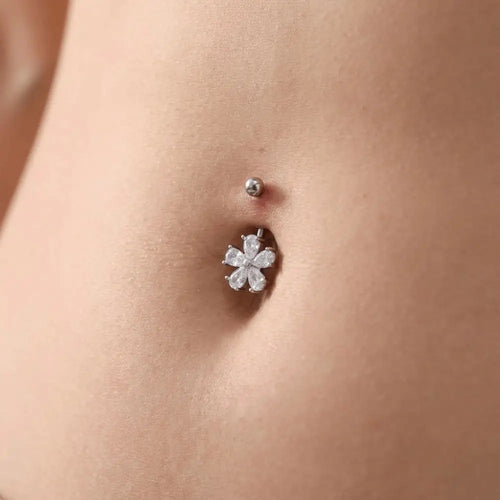 Crystal Flower Belly Ring