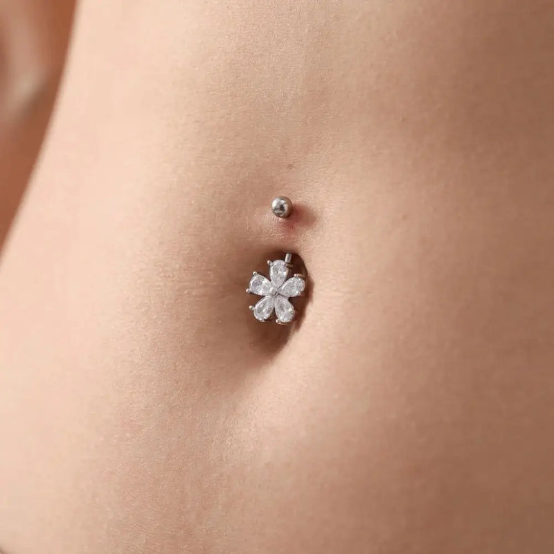 Crystal Flower Belly Ring